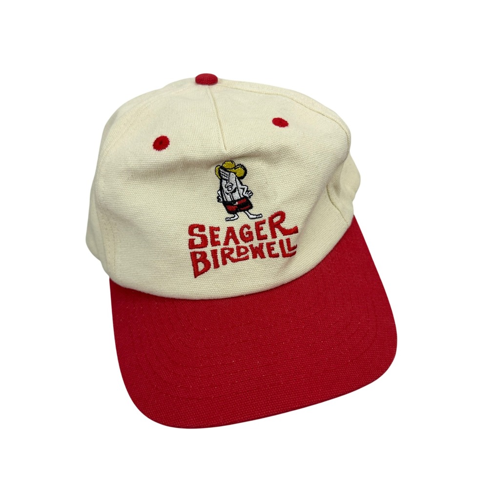 Seager Birdwell Hat Mens OSFA Cream Red Snapback Trucker Surf Skateboard Cap